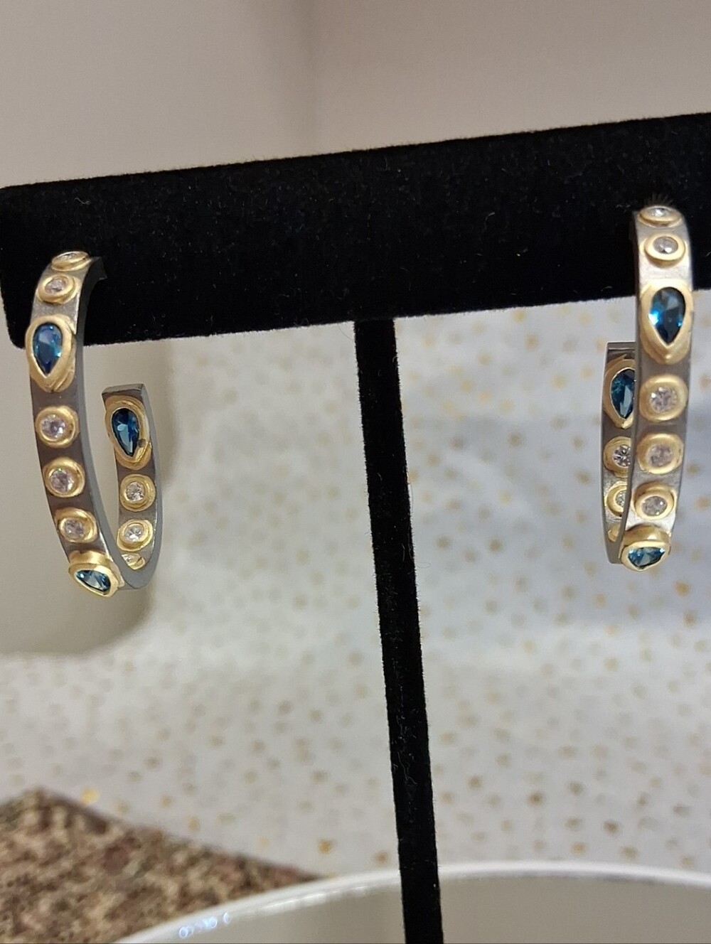 Freida Rothman Midnight Studded Hoop Earrings
